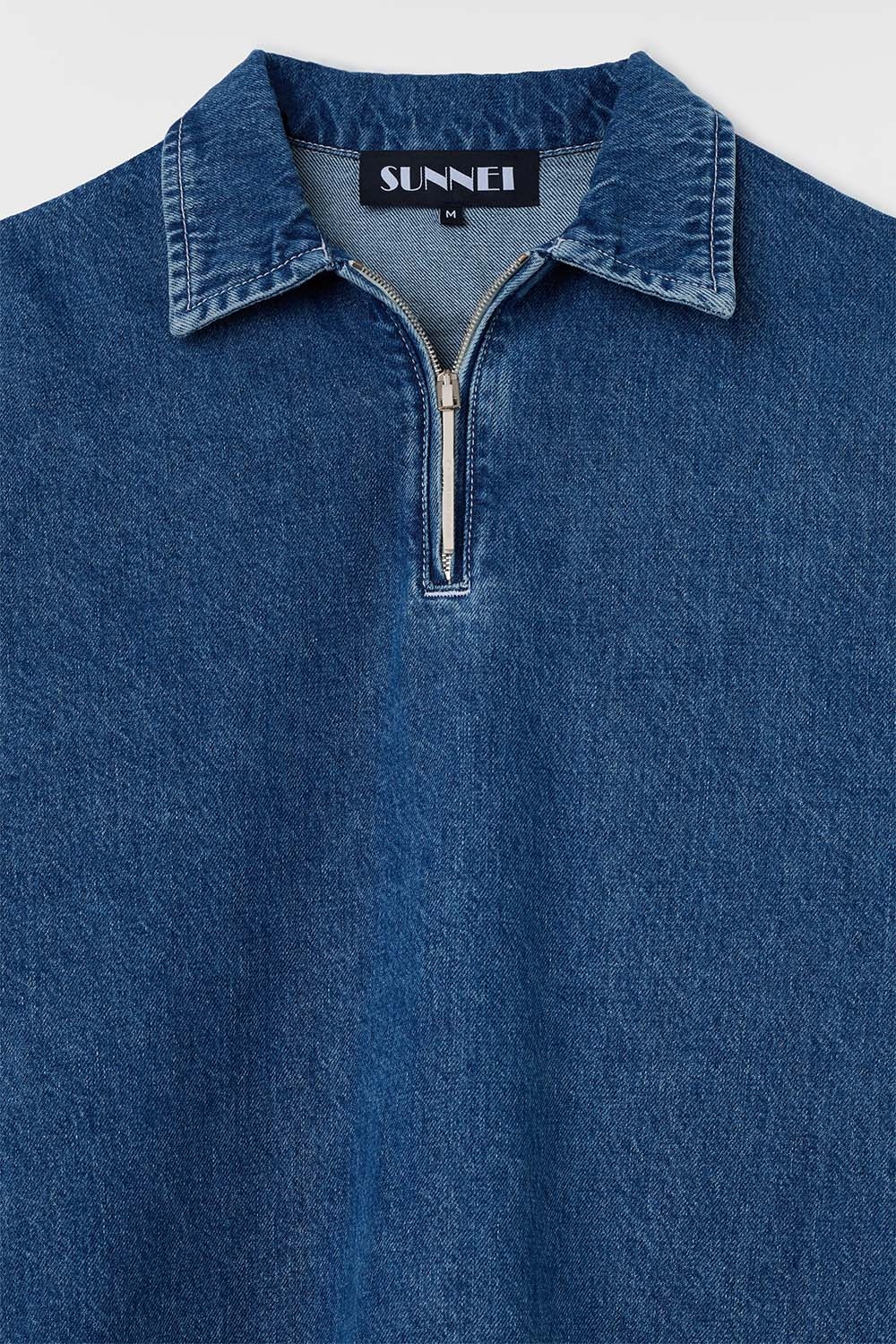 SHORTSLEEVE POLO SHIRT / light washed denim - 5