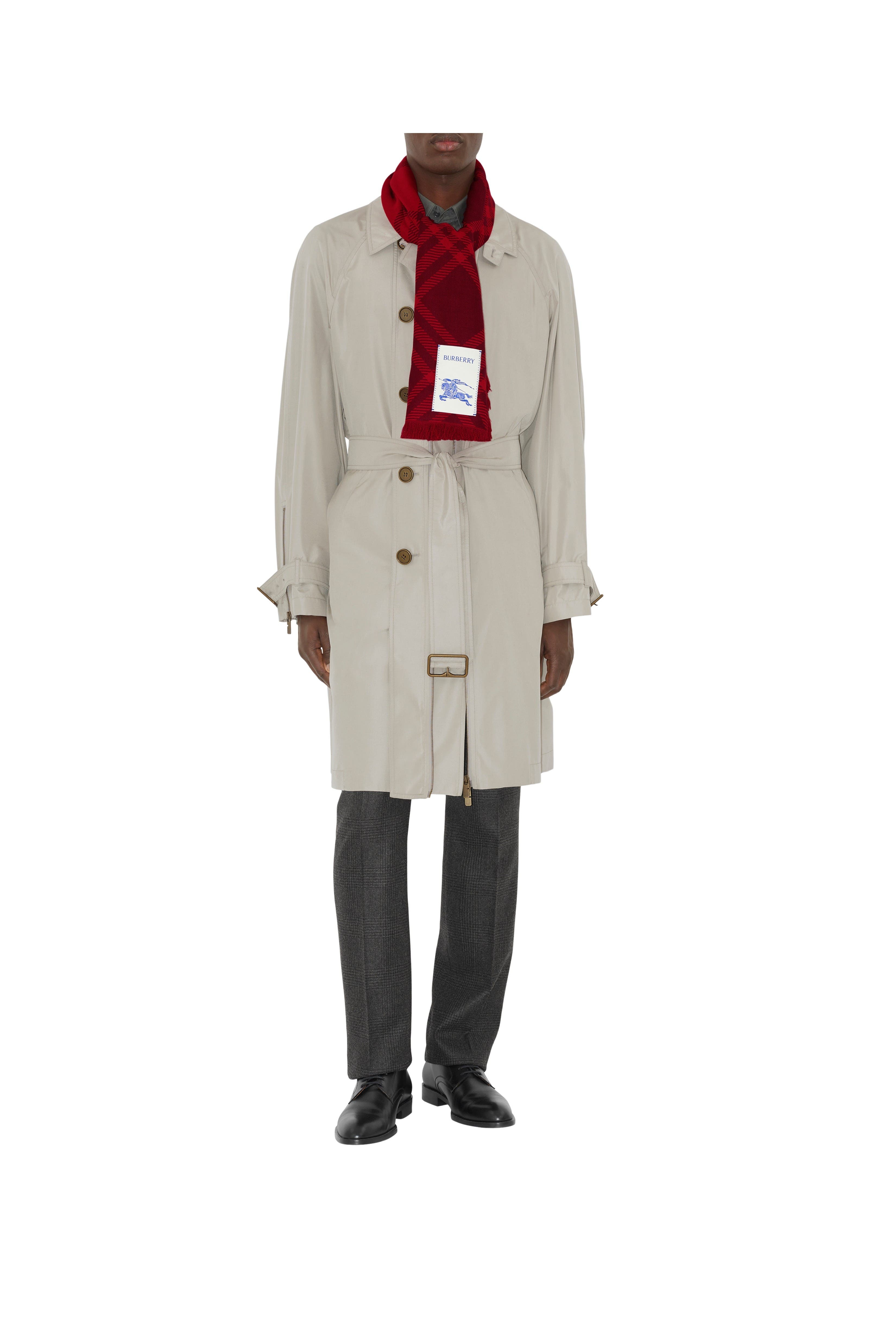 burberry Wide Check Wool Silk Scarf in Oxblood/pillar at Nordstrom - 5