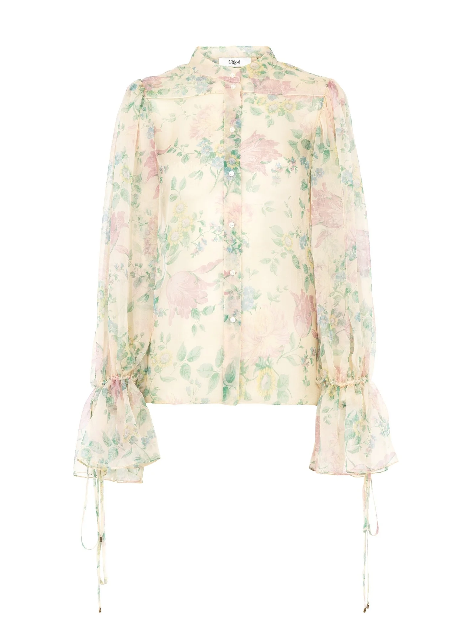 PUFF-SLEEVE BLOUSE IN SILK MOUSSELINE - 1