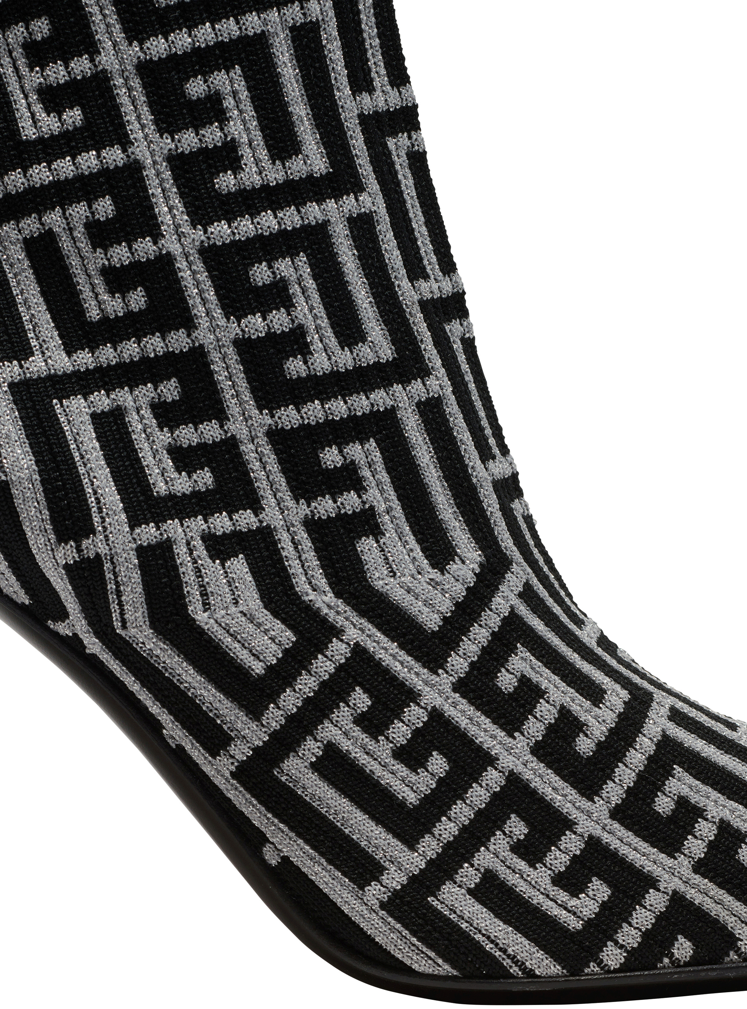 Skye stretch knit ankle boots with Balmain monogram - 7