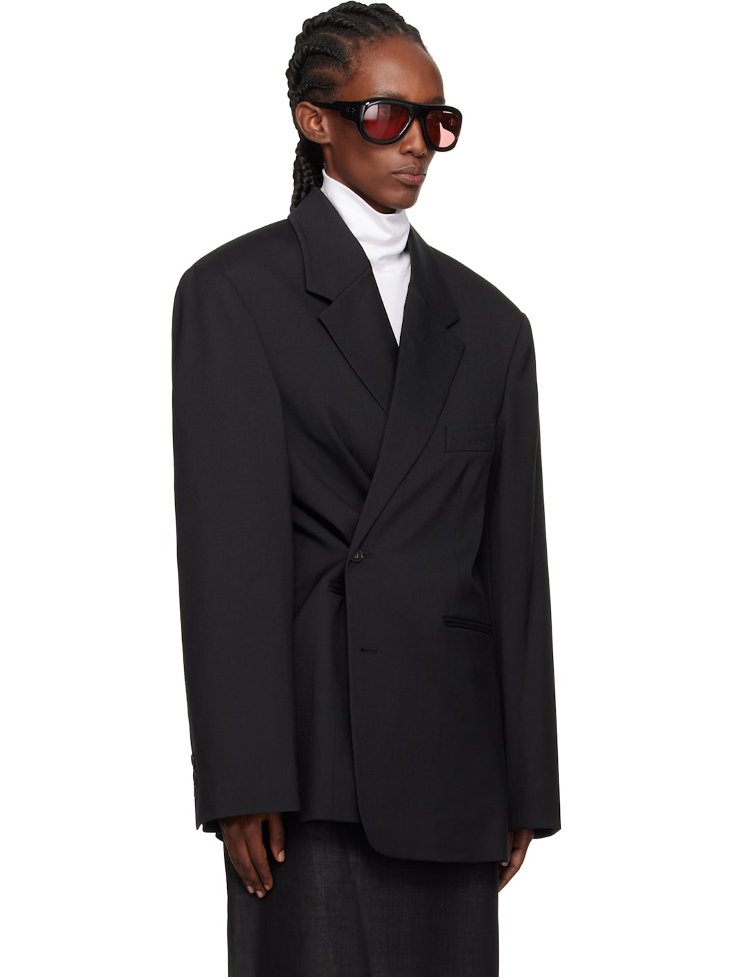 Black Crosby Wrap Blazer - 2