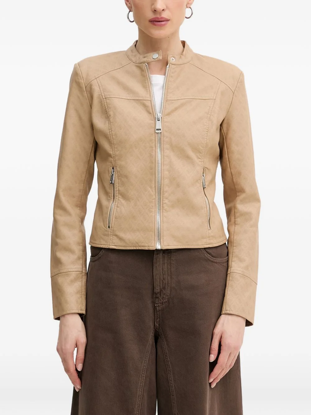 monogram-print zip-up jacket - 1