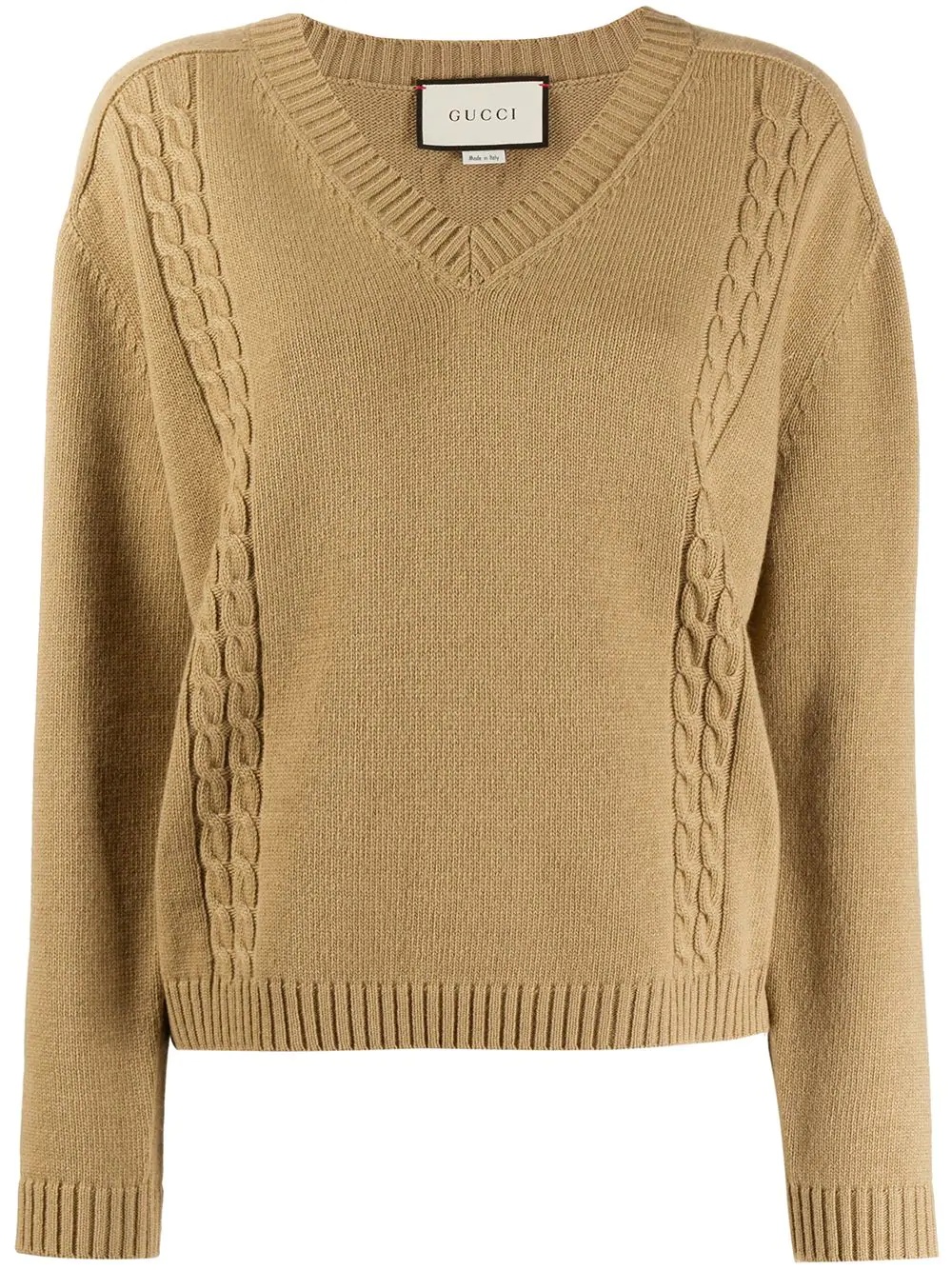 ribbed V-neck jumper - 1