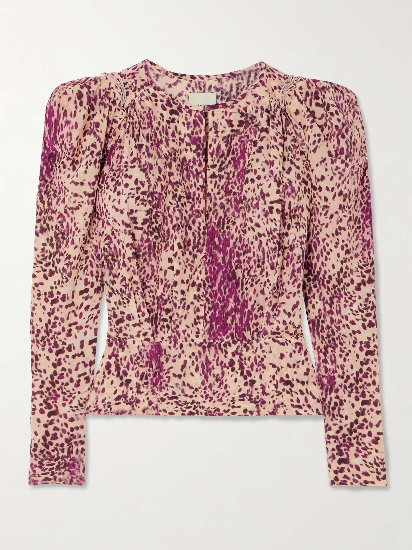 Isabel Marant Zarga pleated printed silk-blend blouse Pink