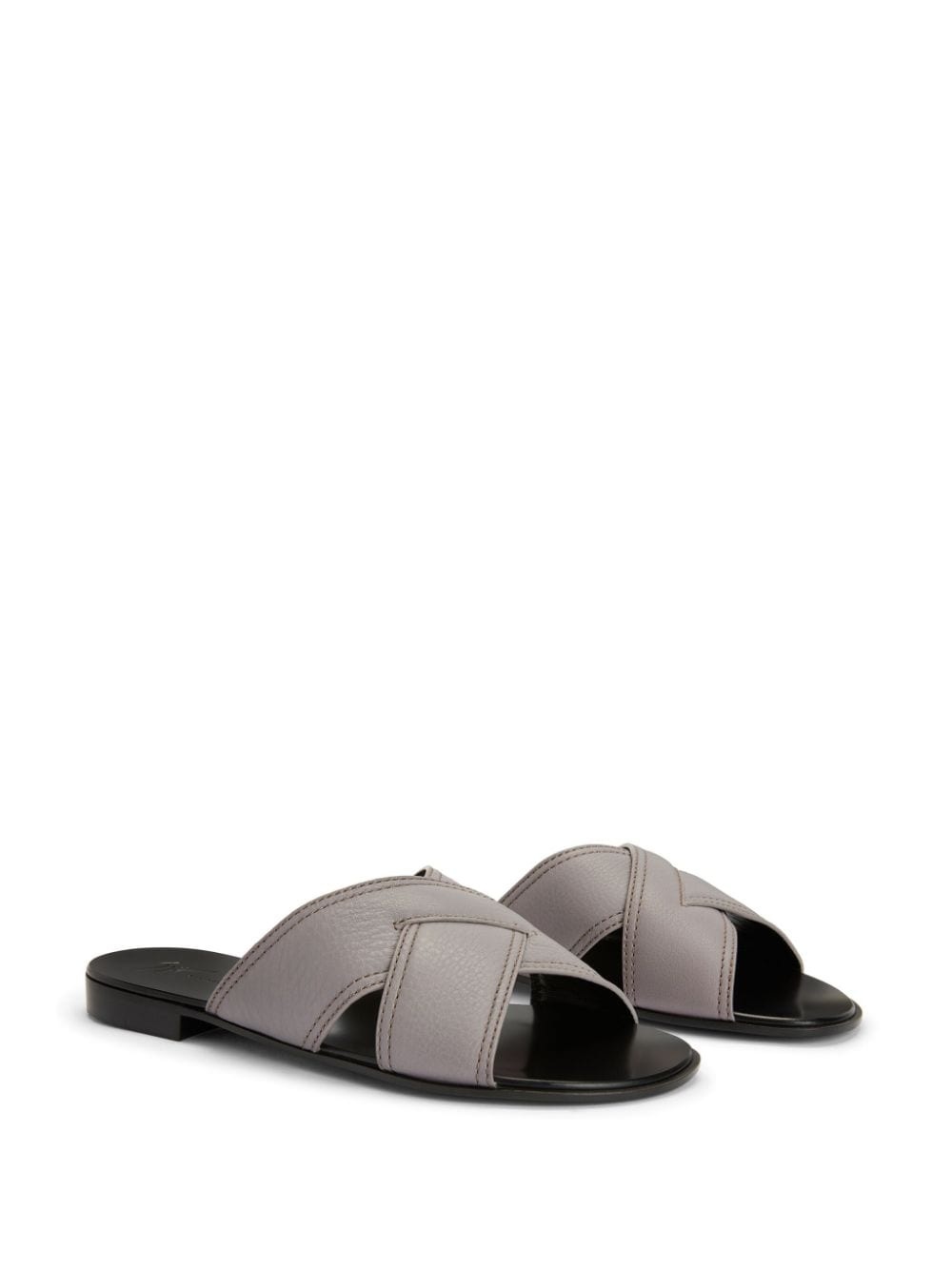 Flavio crossover-straps leather slides - 2