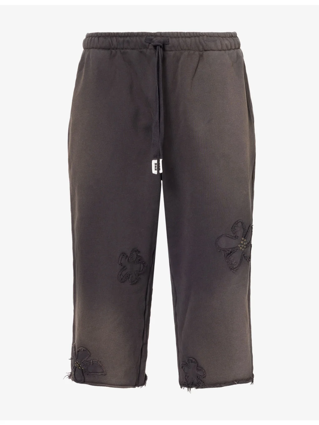 Flower-Embroidered Cotton Sweat Shorts - 1