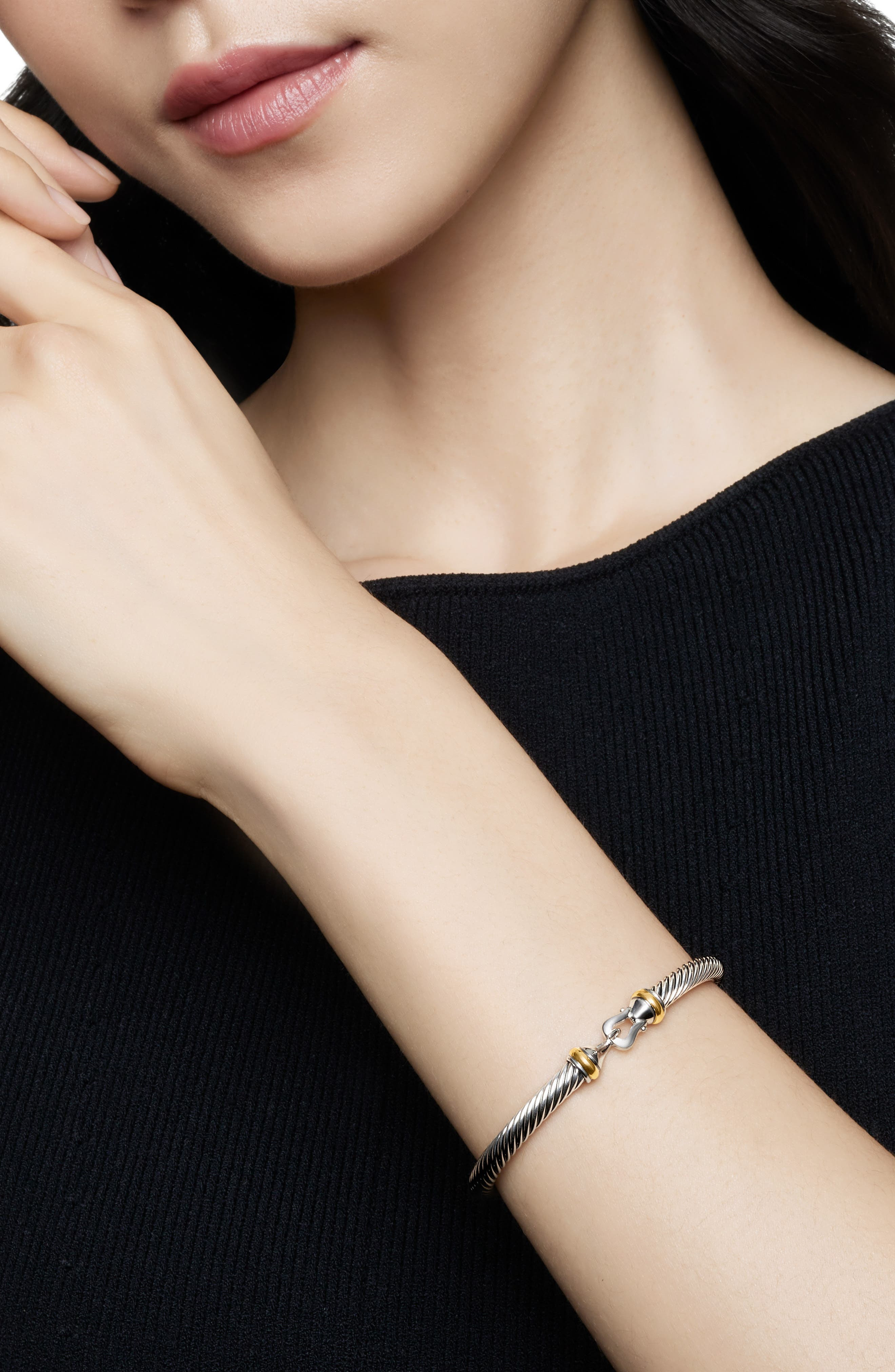 David Yurman Cable Classic Buckle Bracelet with 18K Gold, 5mm in Two Tone at Nordstrom - 6