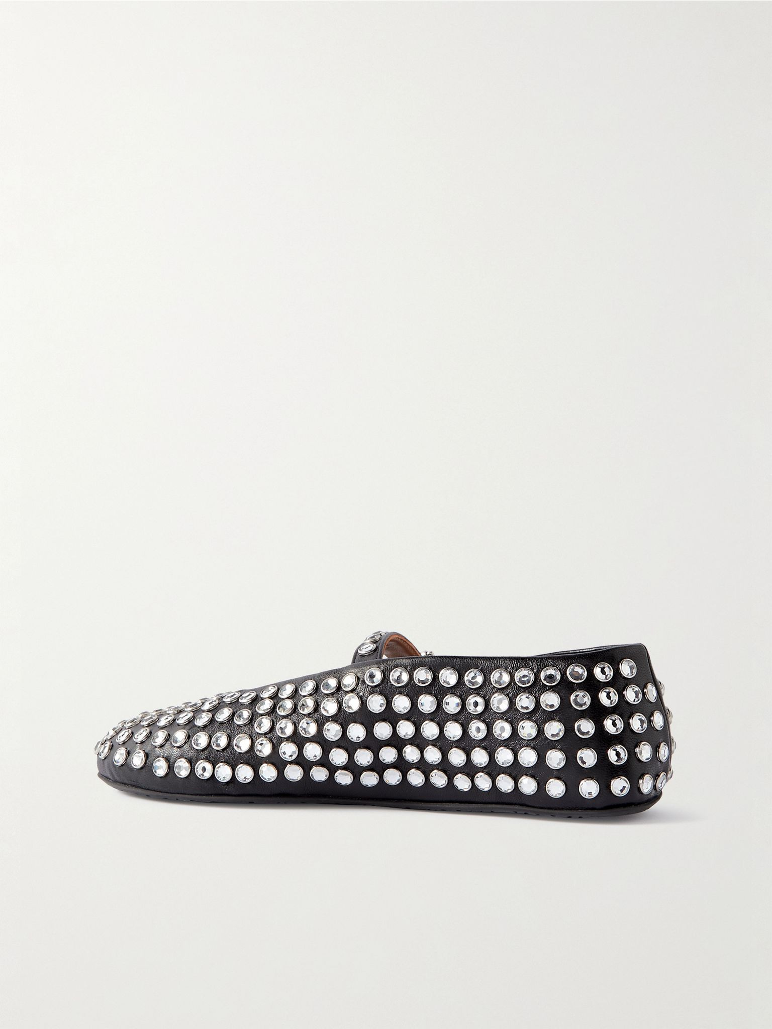 Crystal-embellished leather ballet flats Black - 3