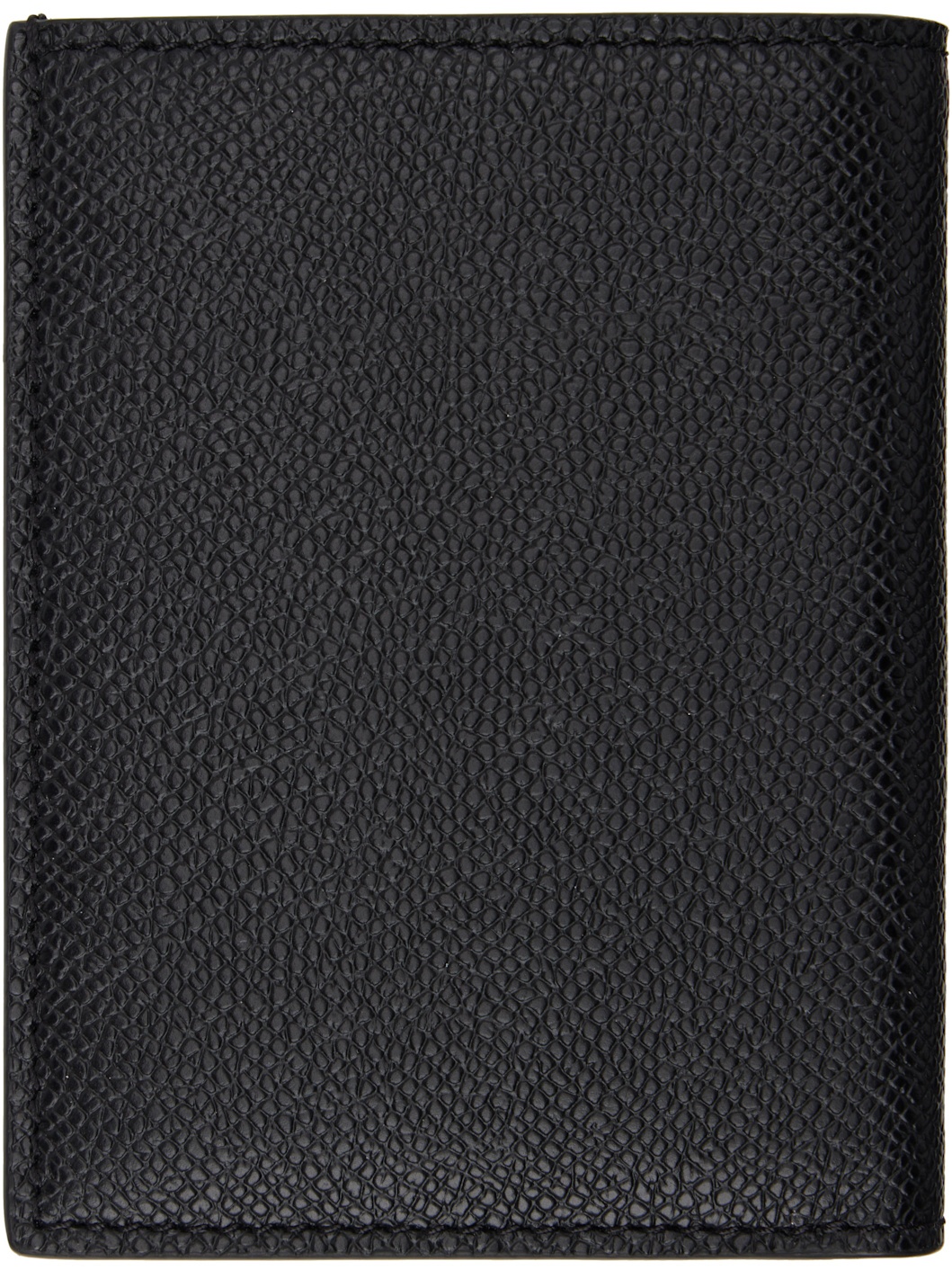 Black Small Grain Leather Folding Card Holder - 2