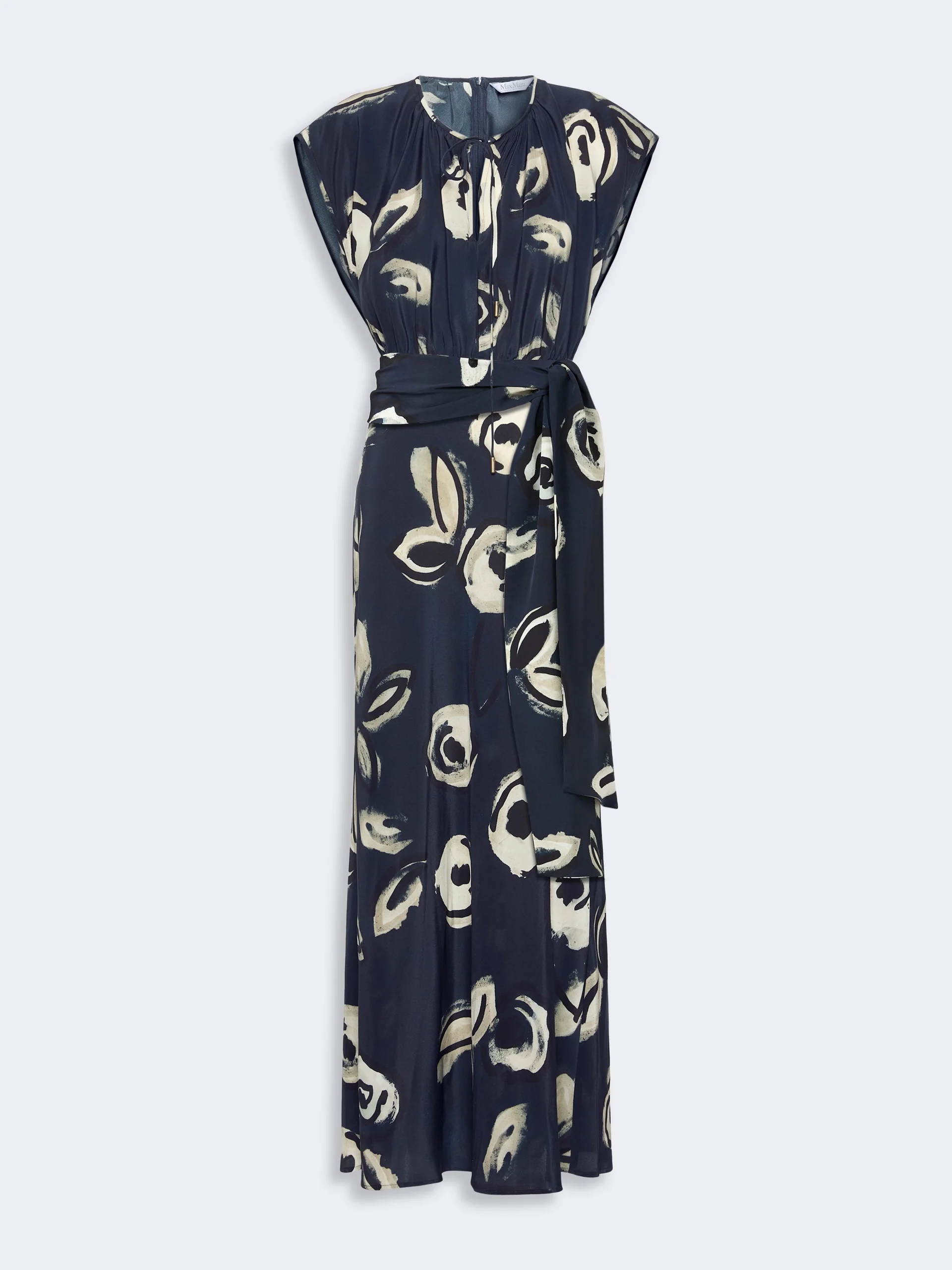 APOTEMA Long printed crepe de chine dress - ULTRAMARINE - 1
