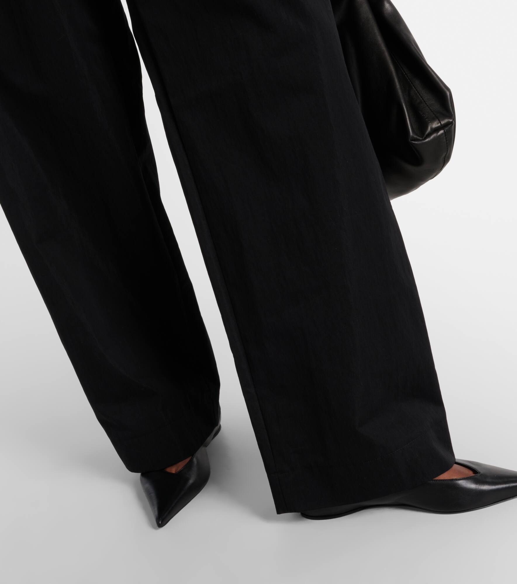 Cotton-blend drill wide-leg pants - 5