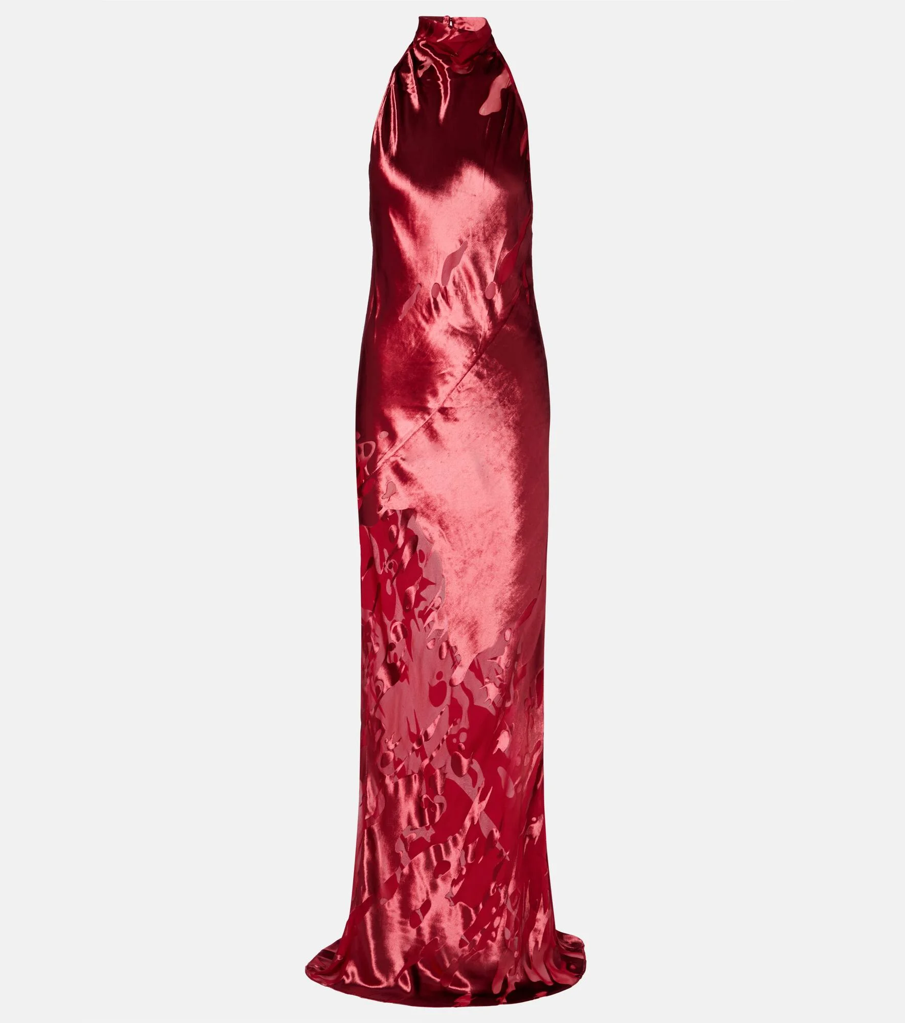 Halterneck open-back velvet gown - 1