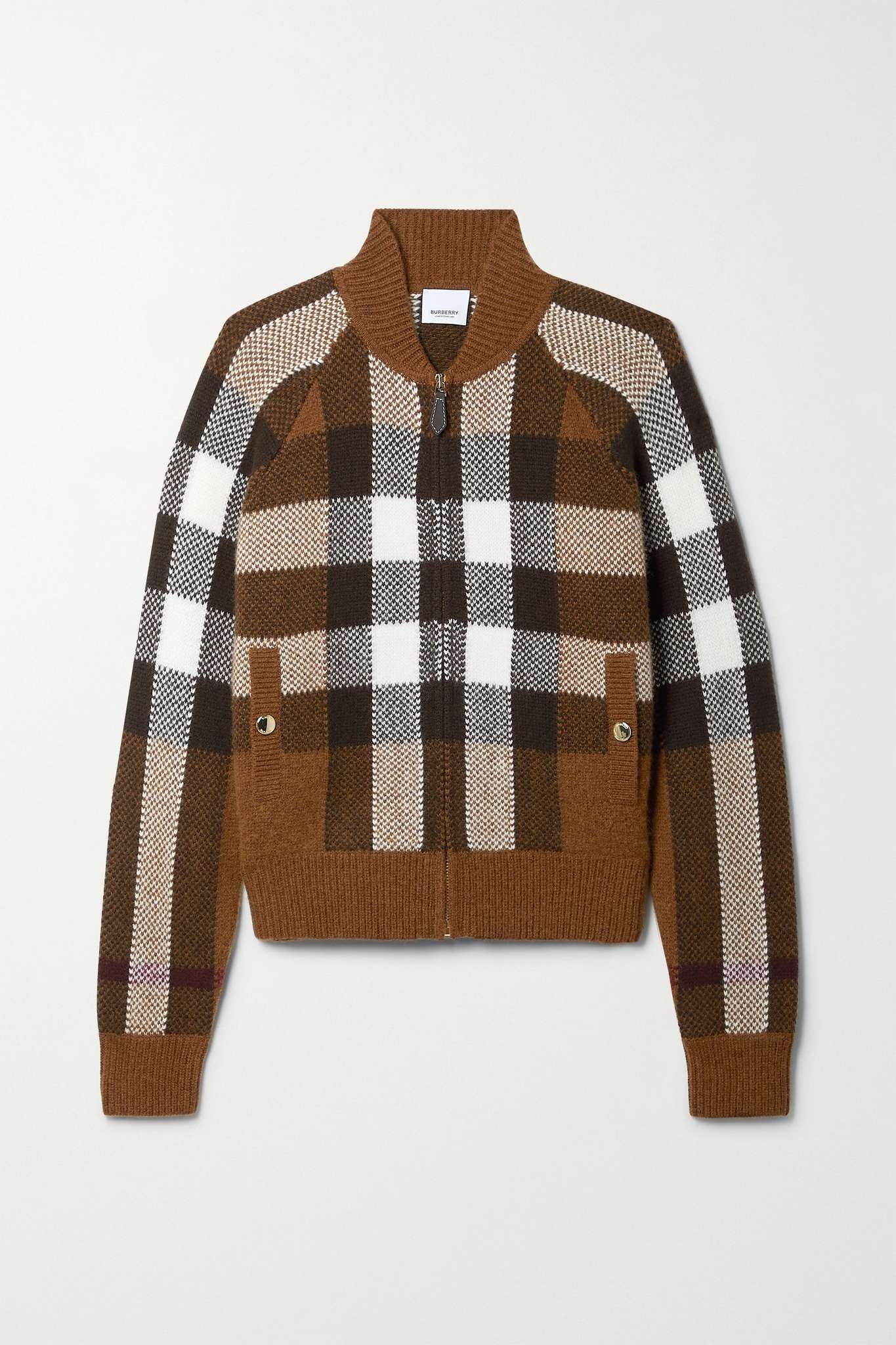 Checked wool and cashmere-blend bomber jacket - 1