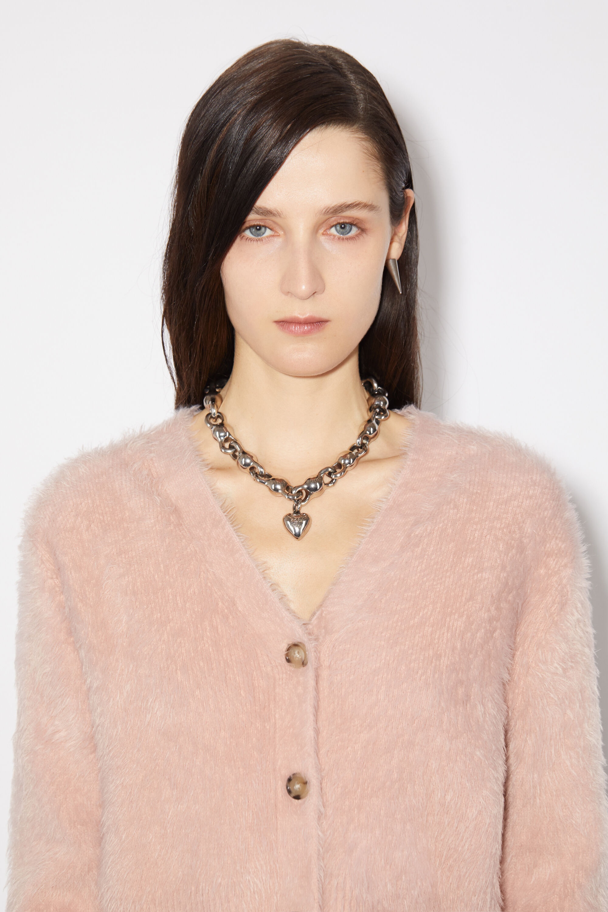 Acne Studios Fluffy knit cardigan - Dusty pink | REVERSIBLE