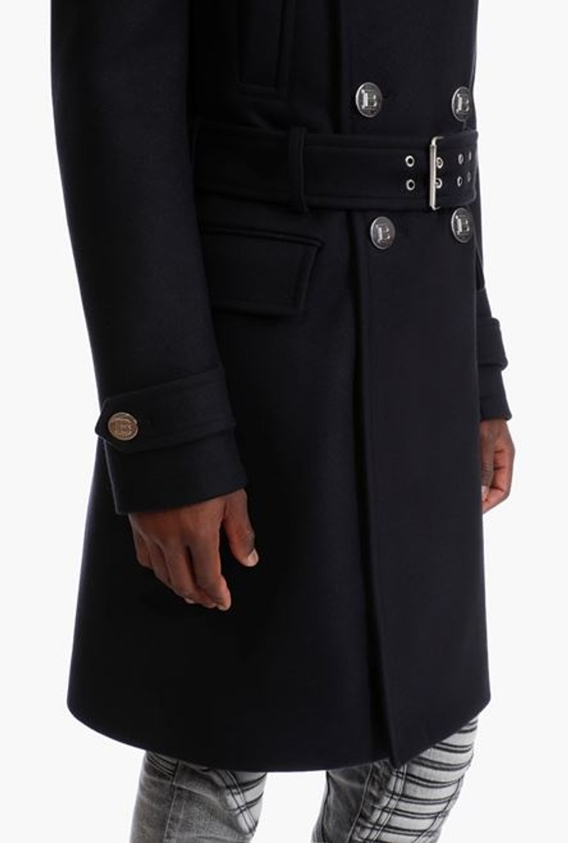 Black double-breasted wool coat 9