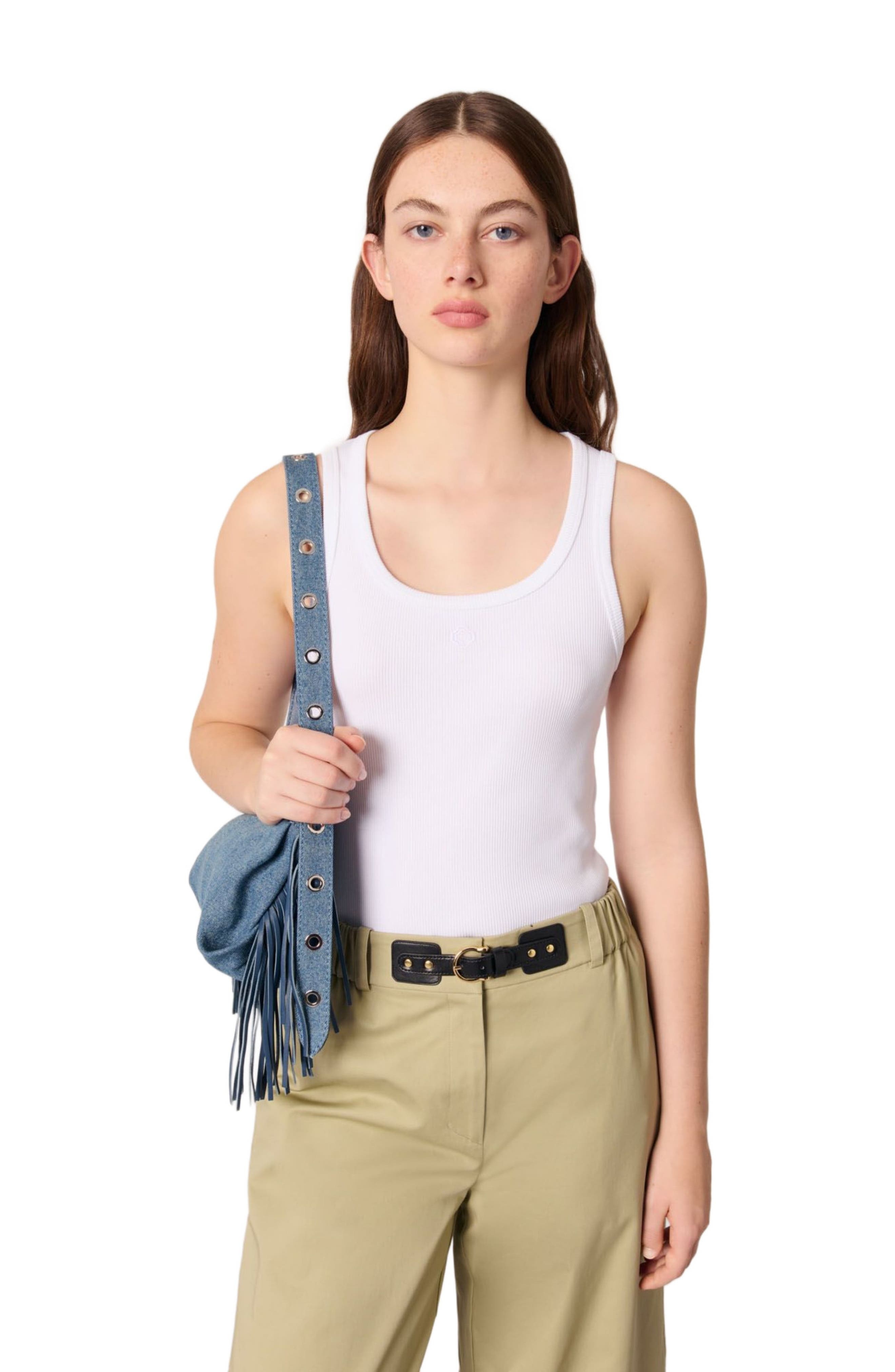 maje Rib knit tank top in White at Nordstrom - 4