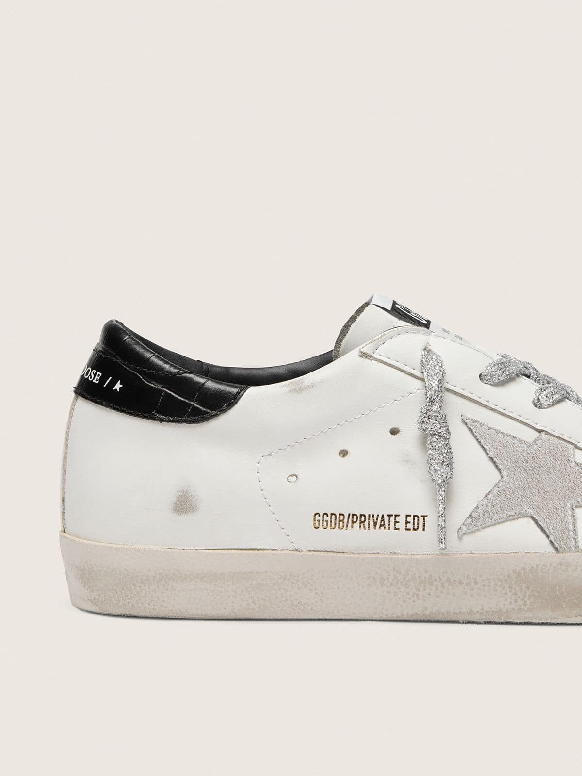 Women's Super-Star with white suede star and black croc-print leather heel tab - 4