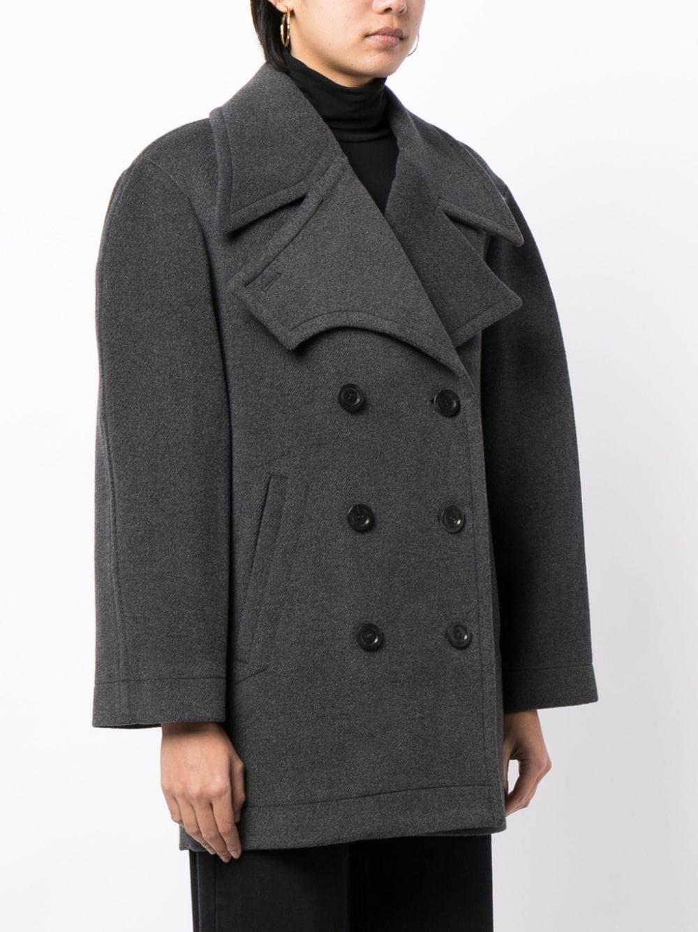 notched-lapels double-breasted coat - 3