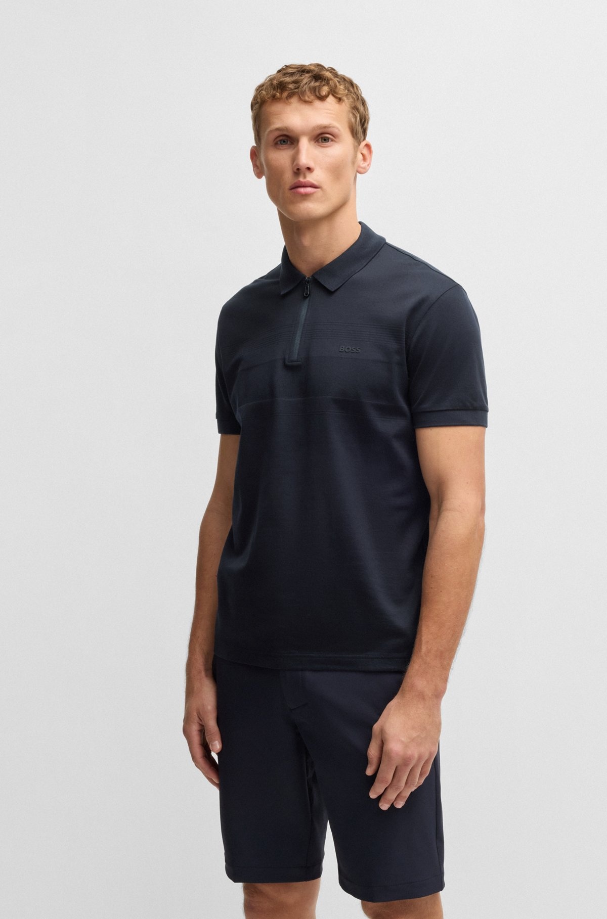 STRUCTURED-COTTON POLO SHIRT WITH ZIP NECK - 2