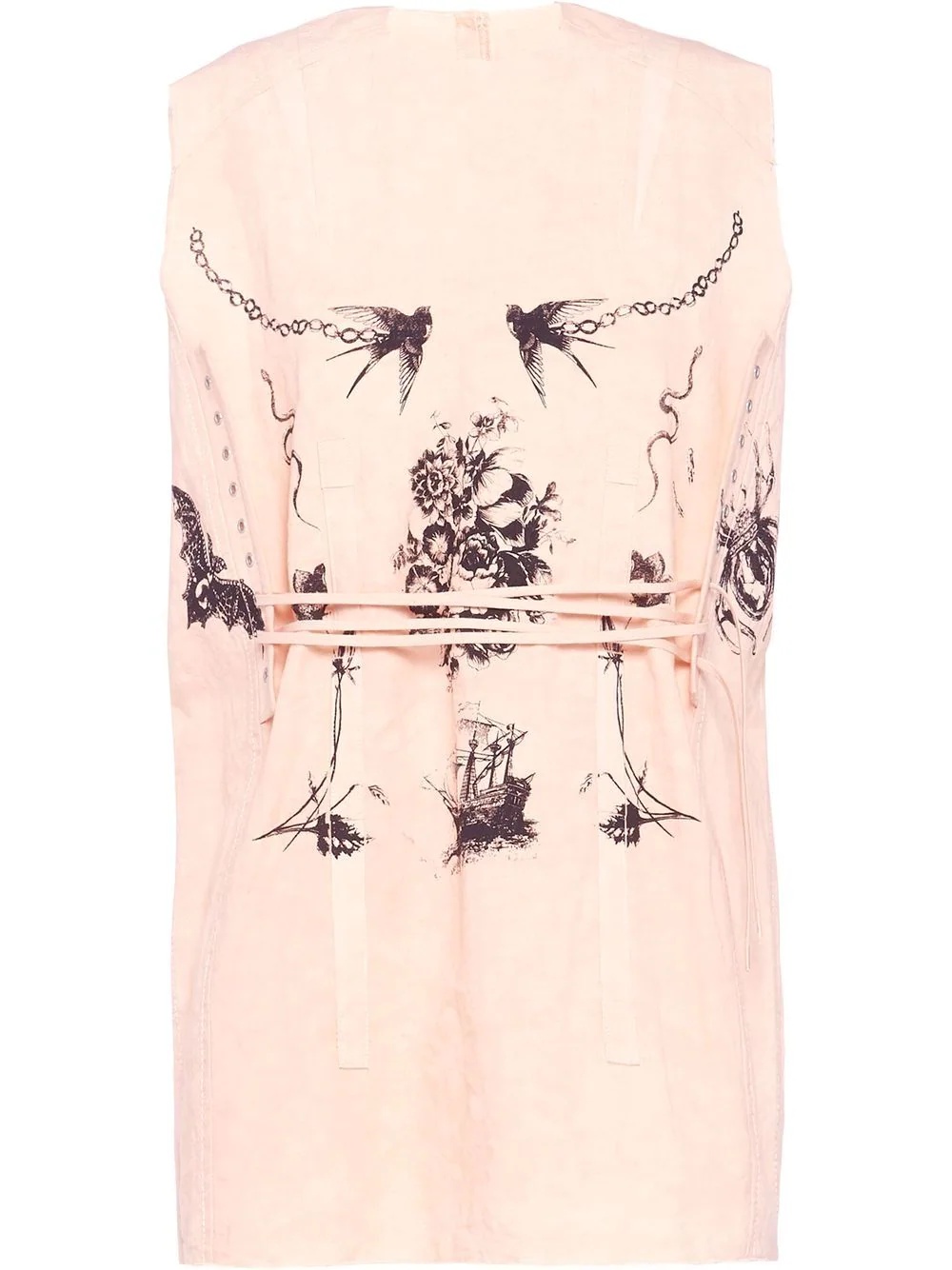 printed slub canvas top - 1