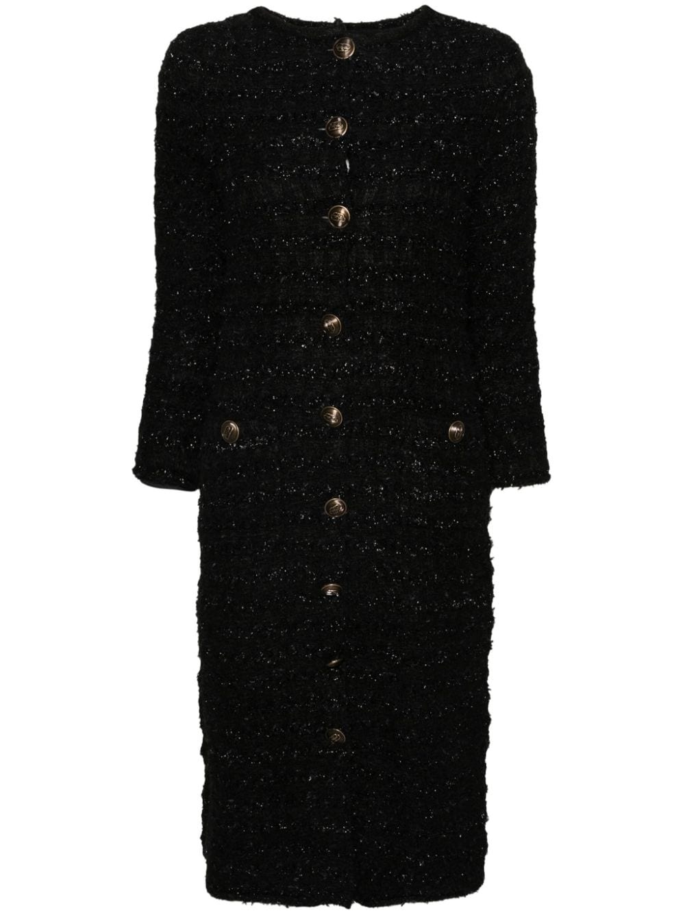 tweed button-up dress - 1