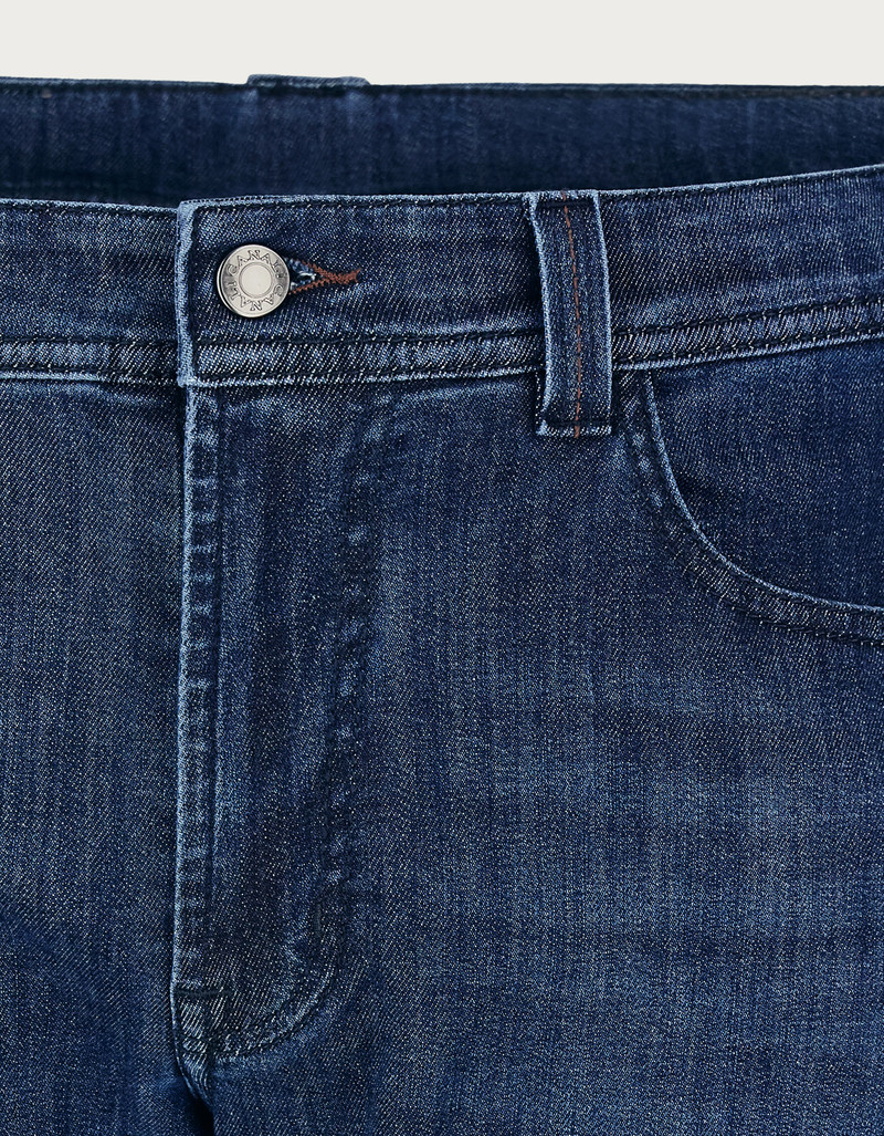 BLUE SOFT-TOUCH FIVE-POCKET DENIM PANTS WITH COLOURED SELVEDGE 5