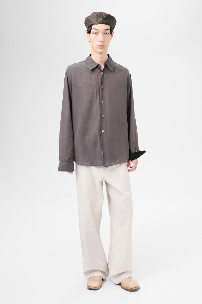 Our Legacy Beyond Shirt Charcoal Bordeaux Cotton Silk outlook