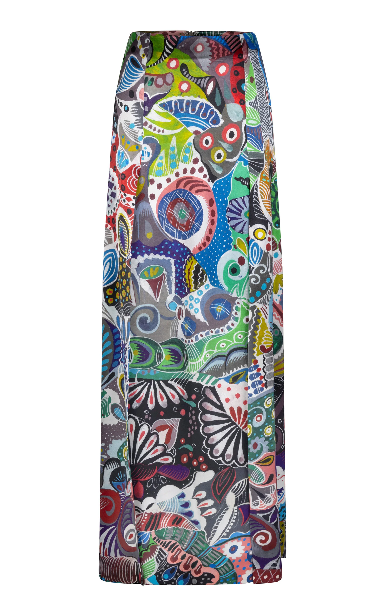 Florence Patterned Mid-Rise Paneled Silk Maxi Skirt medium wash - 1