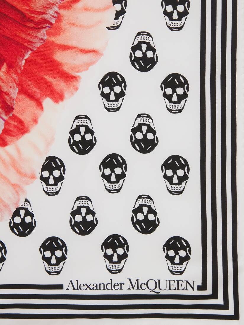 Paper Bloom Biker Skull Scarf in Ivory/red - 3