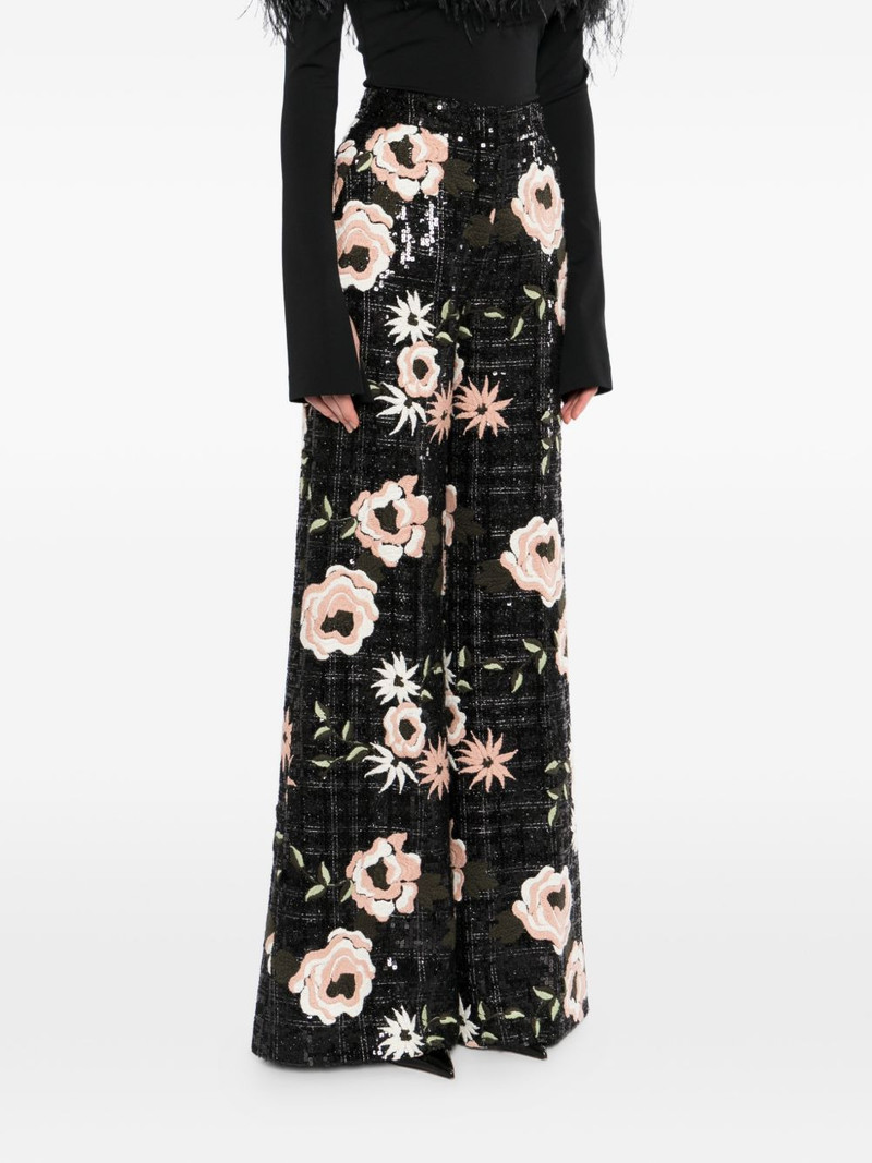 floral-embroidered flared trousers 3