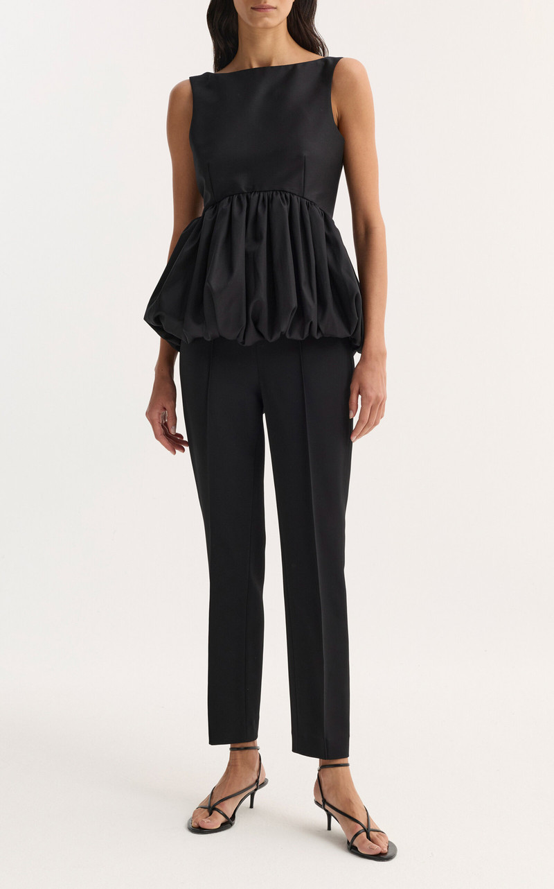 RÓHE Voluminous Wool Peplum Top black outlook