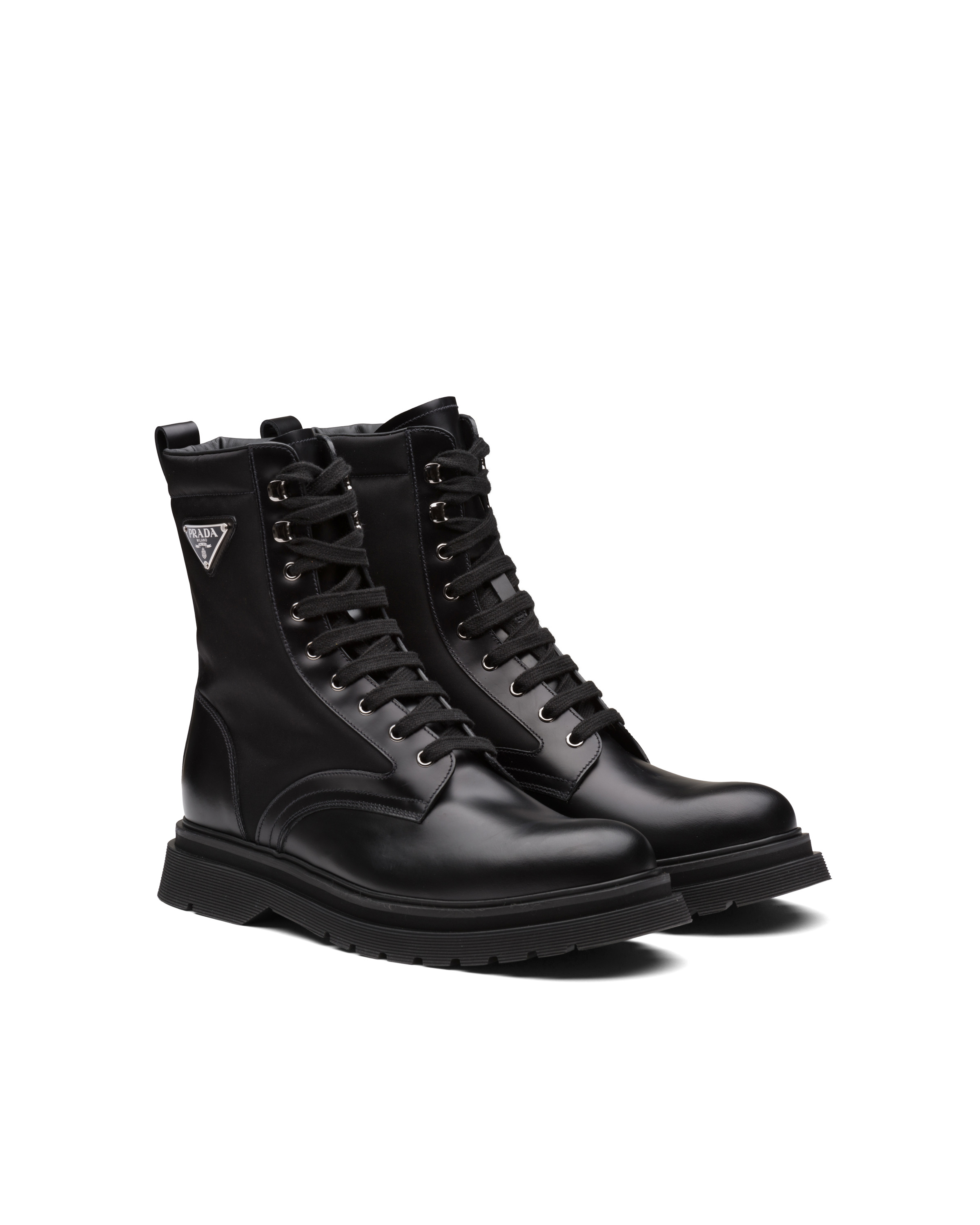 Prada Brushed leather and nylon boots REVERSIBLE