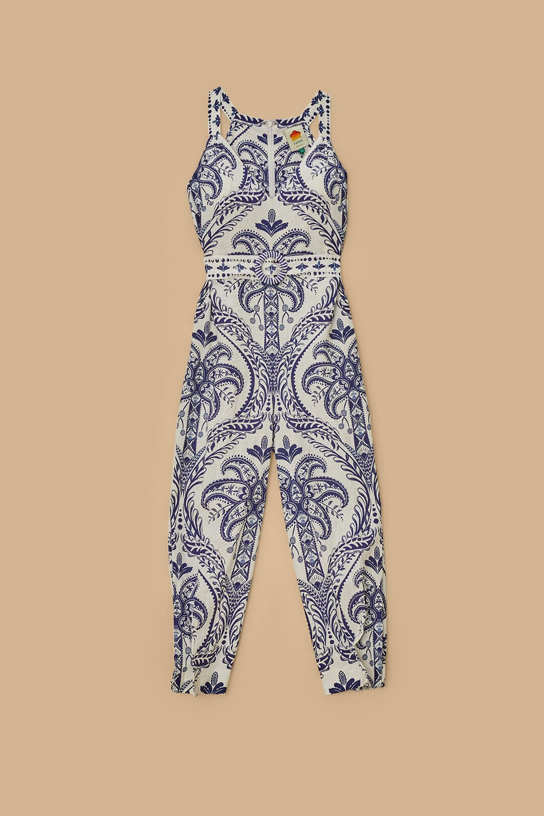 Off-White Tropical Cameo Lenzing™ Ecovero™ Euroflax™ Jumpsuit - 5