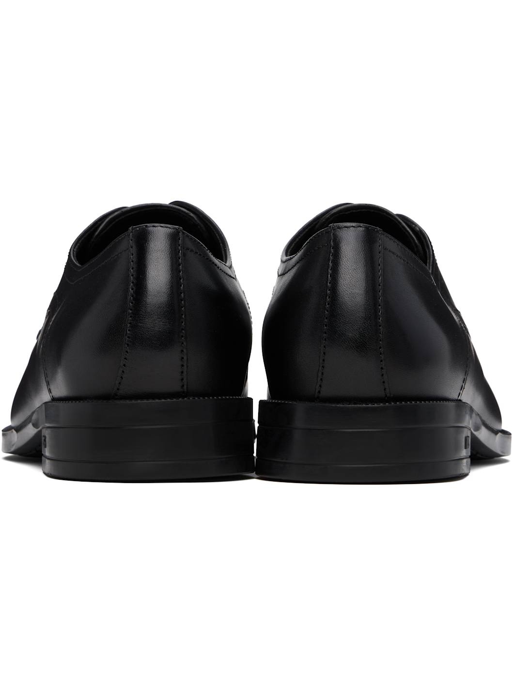Black Leather Double Stitching Derbys - 2