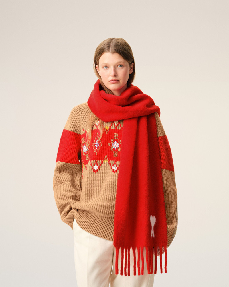AMI Paris RED ALPACA AMI DE COEUR SCARF outlook