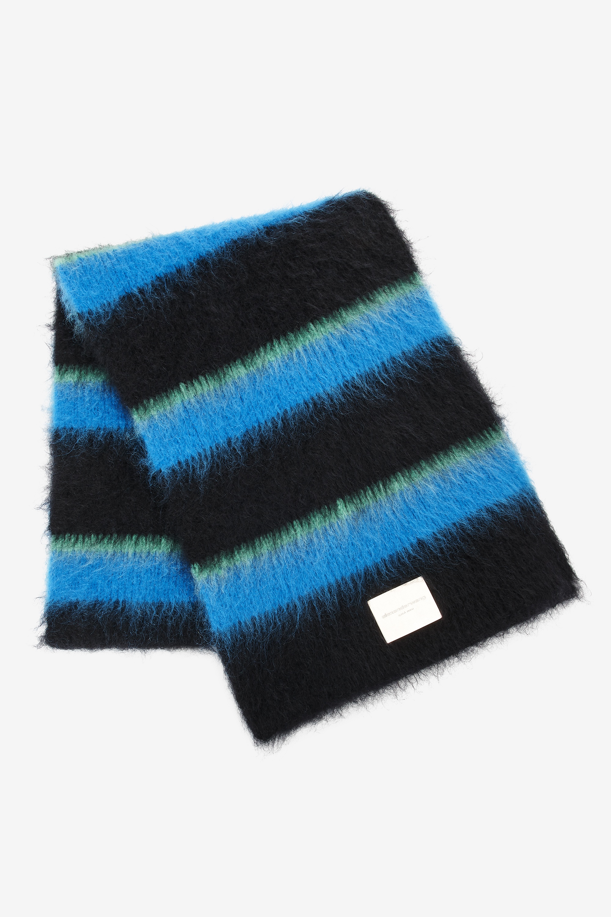 logo scarf in brushed stripe mohair - 2
