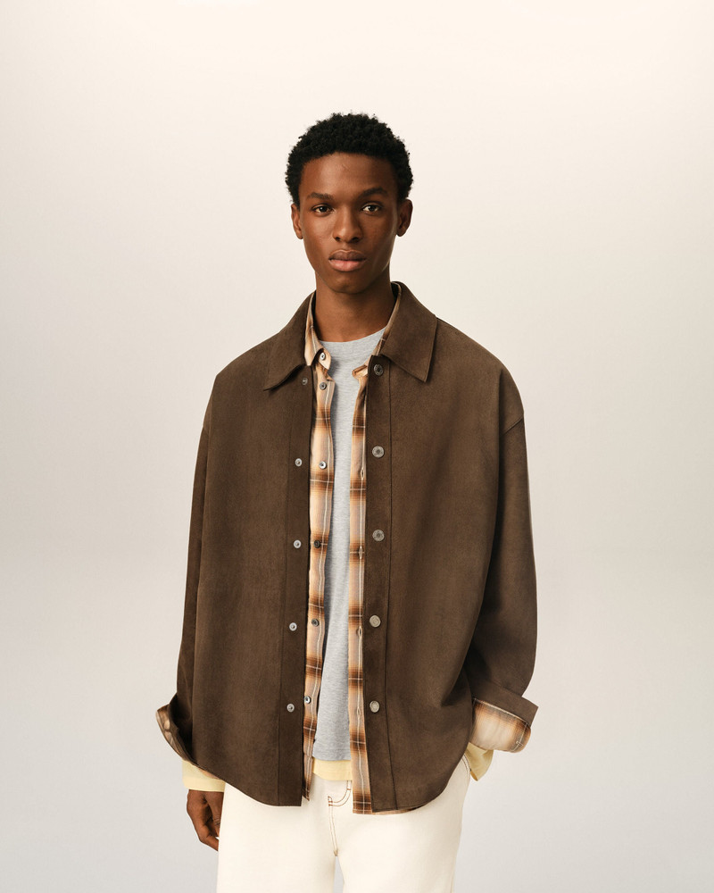 AMI Paris BROWN GOAT LEATHER BUTTONED OVERSHIRT outlook