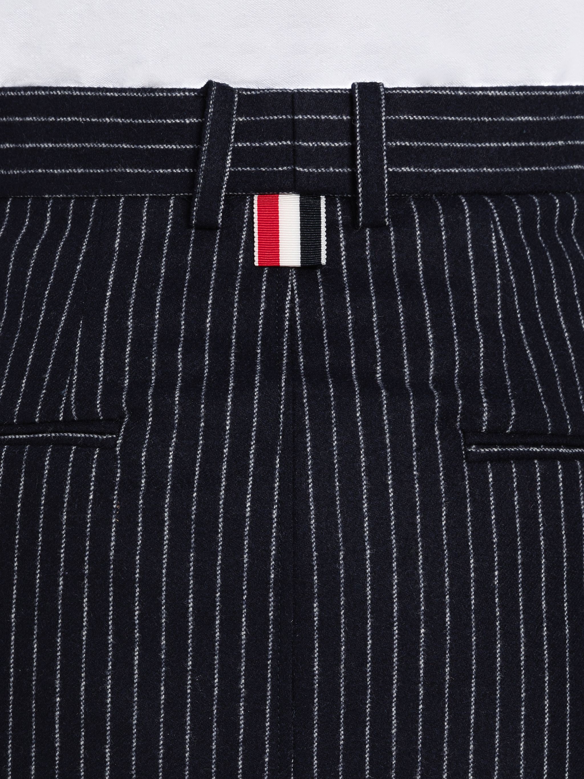 Chalk Stripe Flannel Straight Mini Skirt - 6