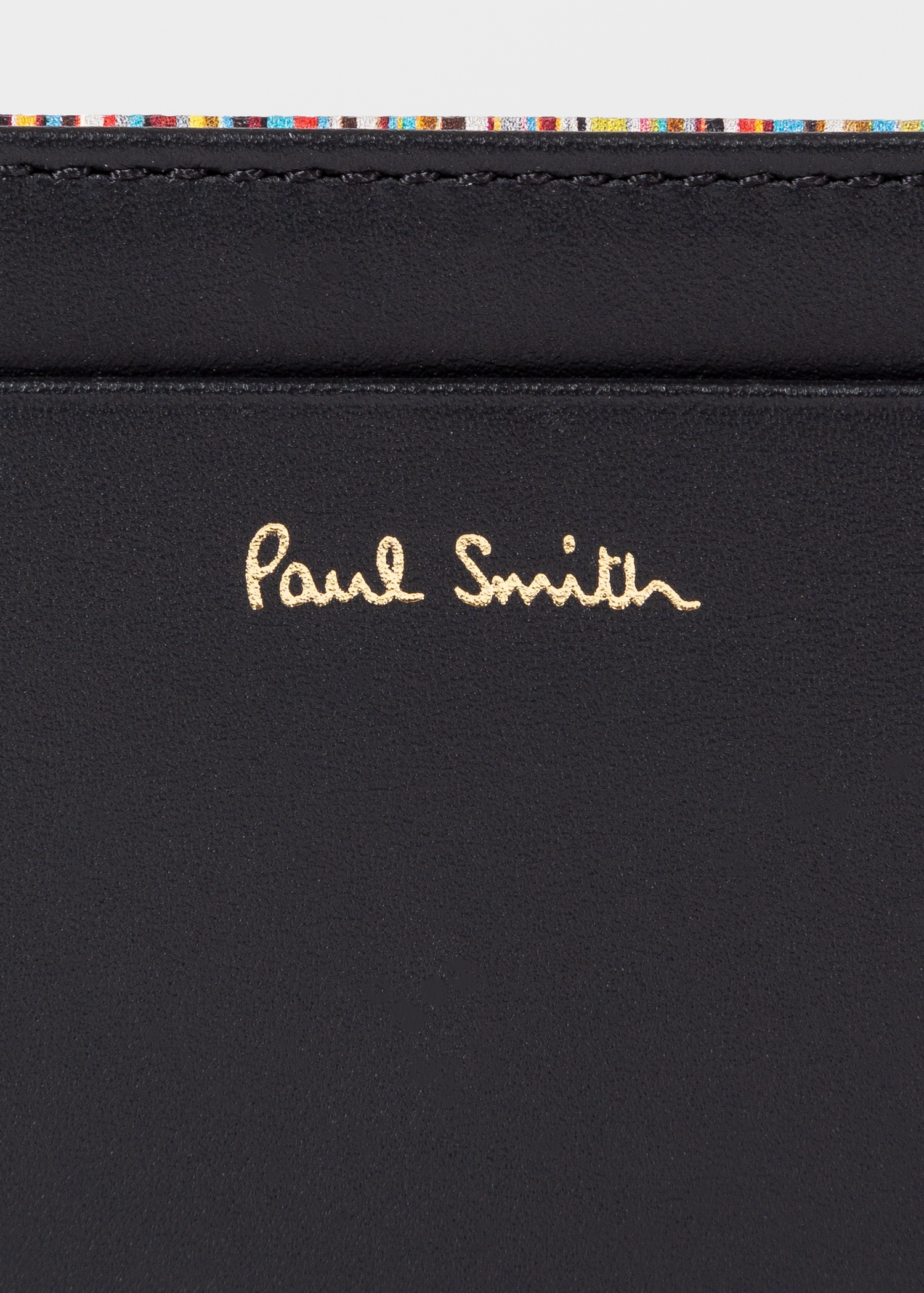 Black 'Signature Stripe' Leather Card Holder - 4