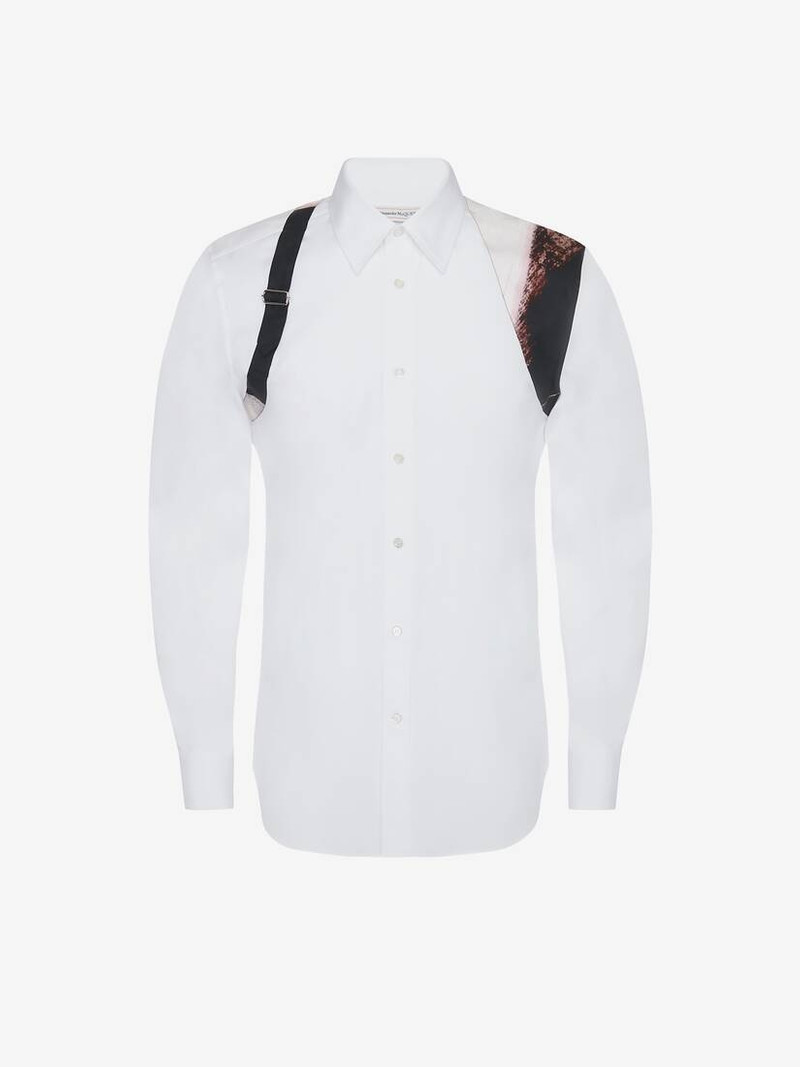 Men's Brushstroke Harness Shirt in White 1