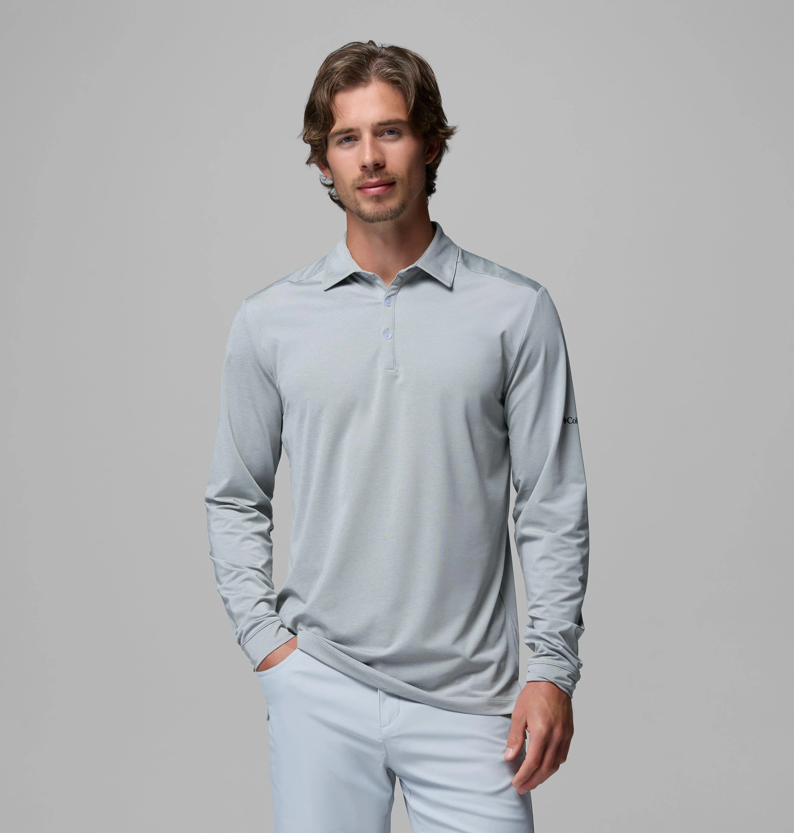 Men's Omni-Wick Pin High Long Sleeve Polo - 1