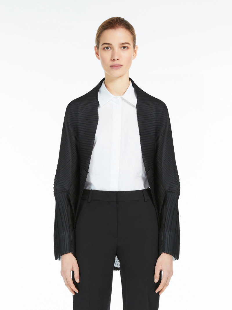 Max Mara VESUVIO Pleated fabric shrug - BLACK outlook