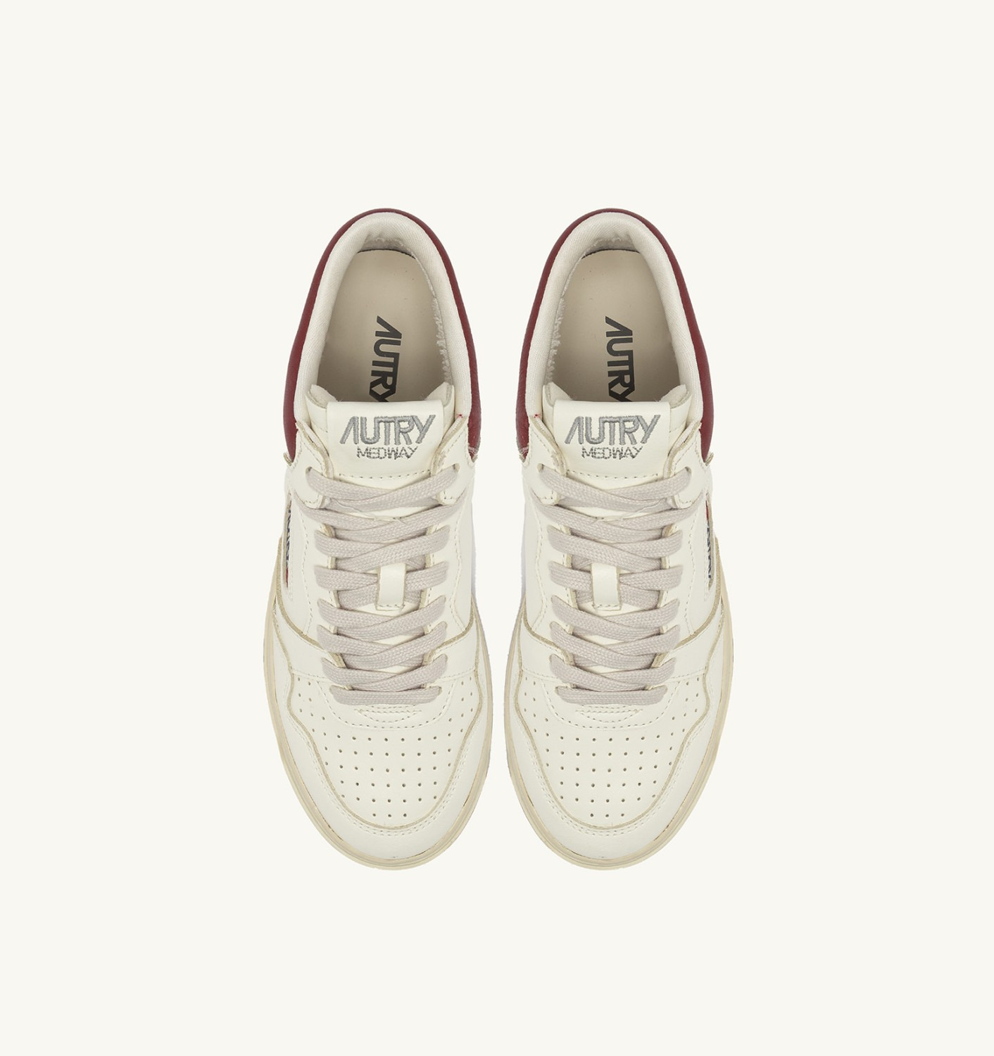 MED-WAY SNEAKERS IN LEATHER COLOR MARSHMALLOW AND SYRAH - 6