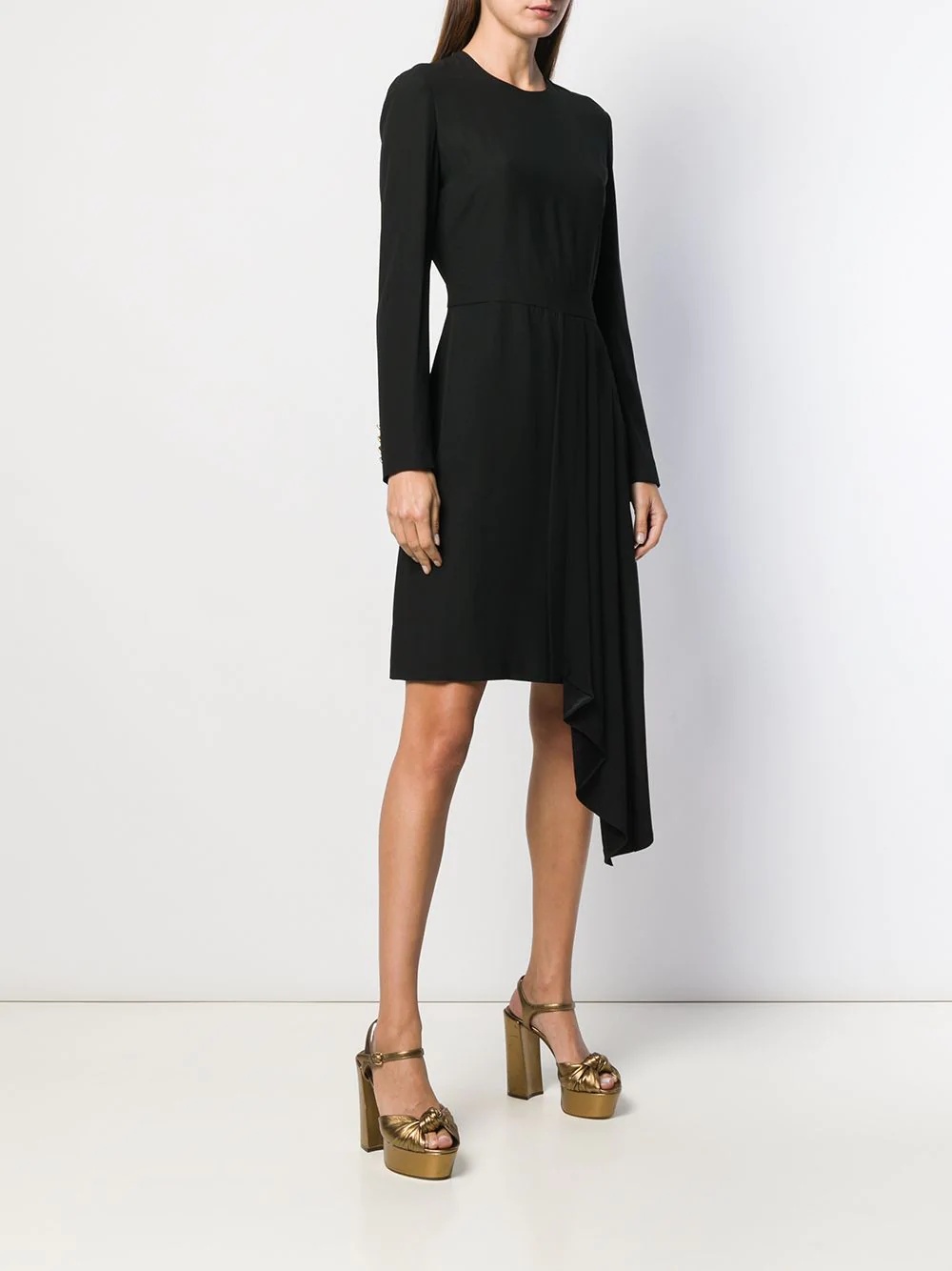 draped detail asymmetric dress - 3