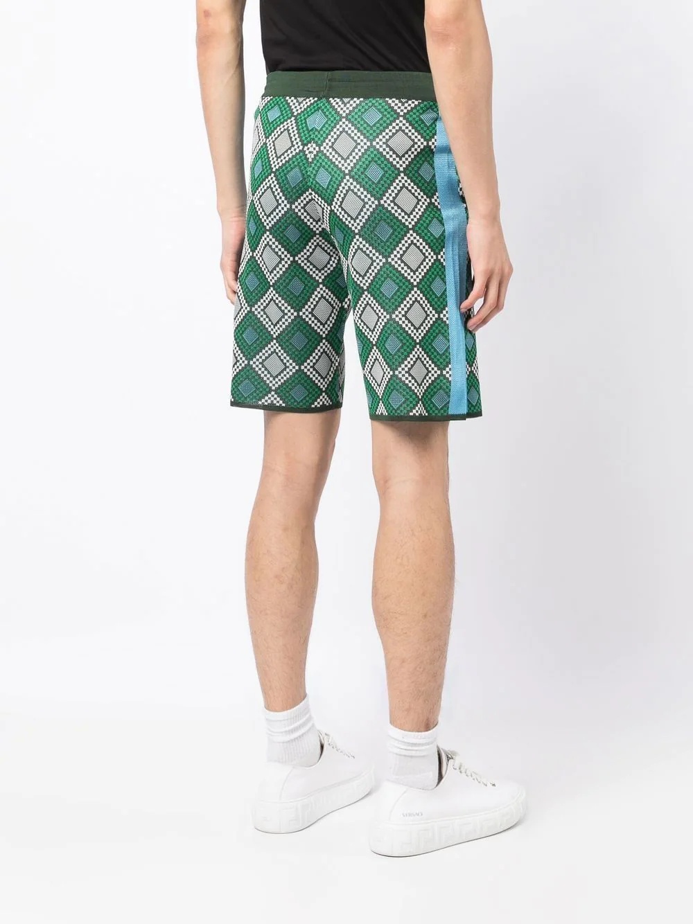 geometric-pattern knitted shorts - 4