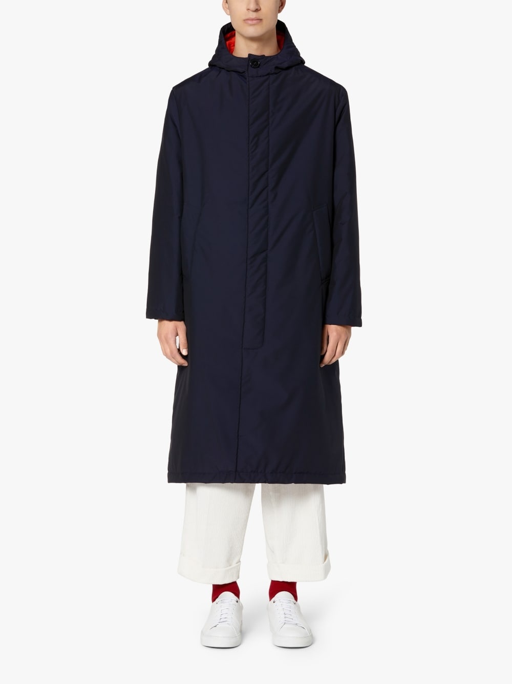 FIRENZE NAVY RAIN SYSTEM WOOL BLEND HOODED THINDOWN PARKA | GMF-301 - 2