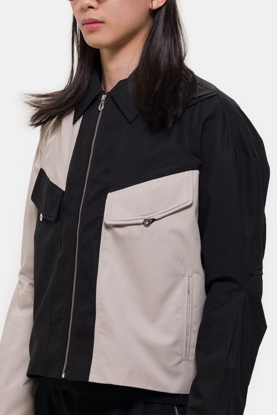 Alec K-Dart Blouson Jacket in Seedpearl/Black Sable - 4