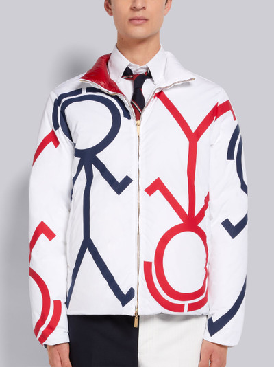 Thom Browne Reversible White Quarter Split Poly Twill Funnel Neck Zip up Down Jacket outlook