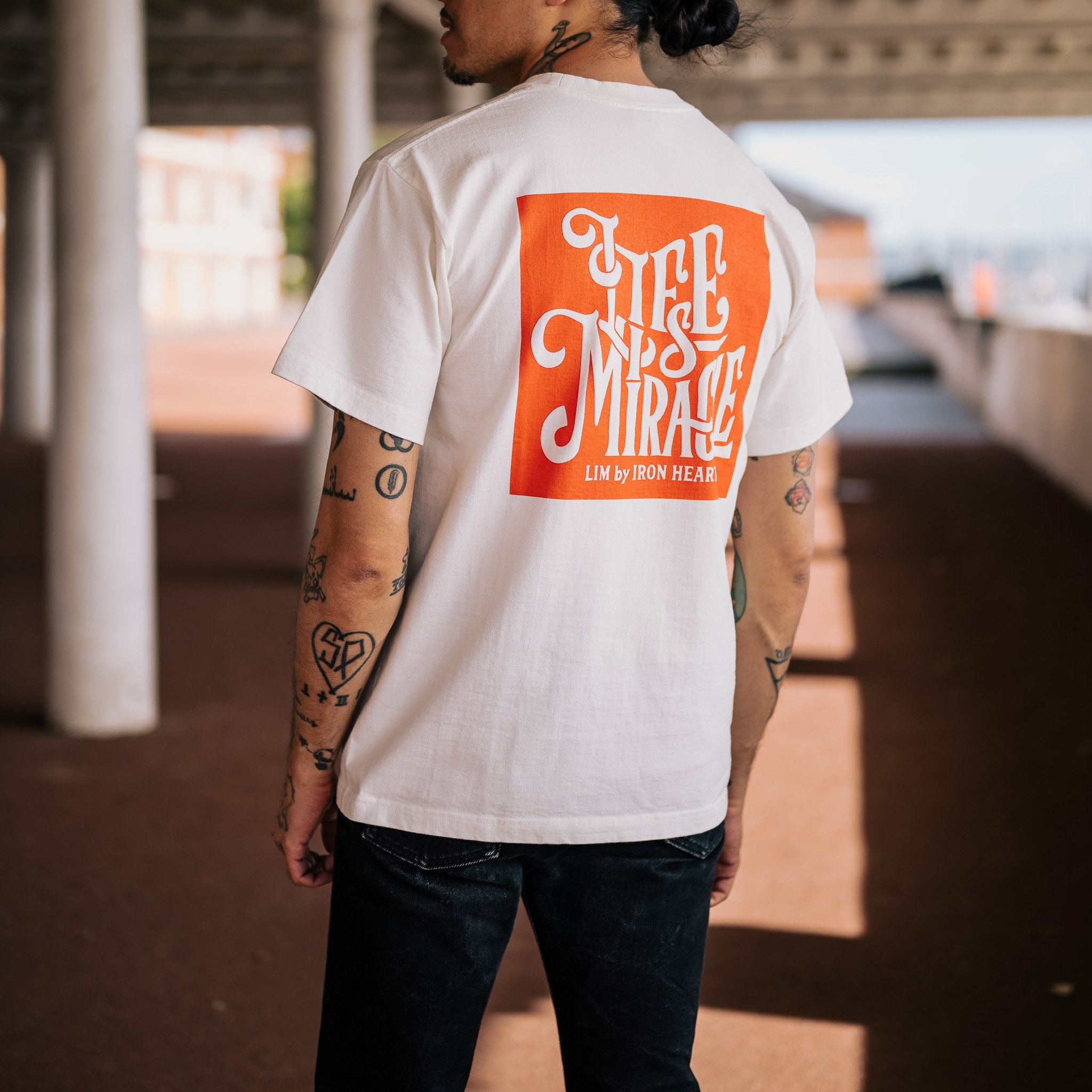 IHT-2407-WHT 7.5oz Printed Loopwheel Crew Neck T-Shirt - White - 4
