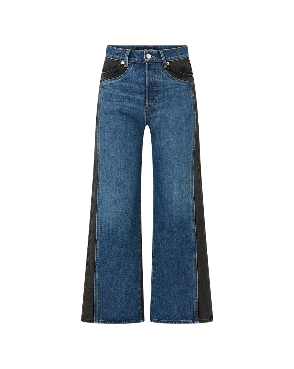 TAYLOR TWO-TONE CROPPED WIDE-LEG JEAN - 1